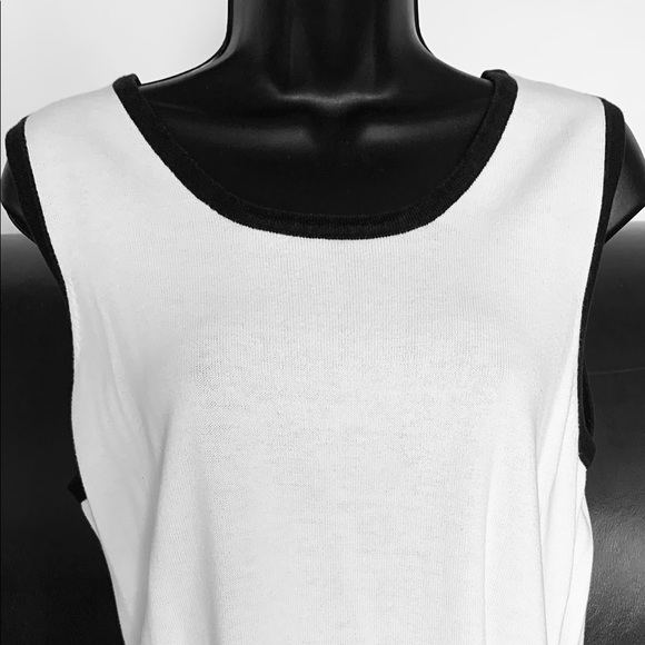 Vintage Liz Claiborne cotton Knit Top & Cardigan Set Cream white & black trim L - Picture 3 of 7